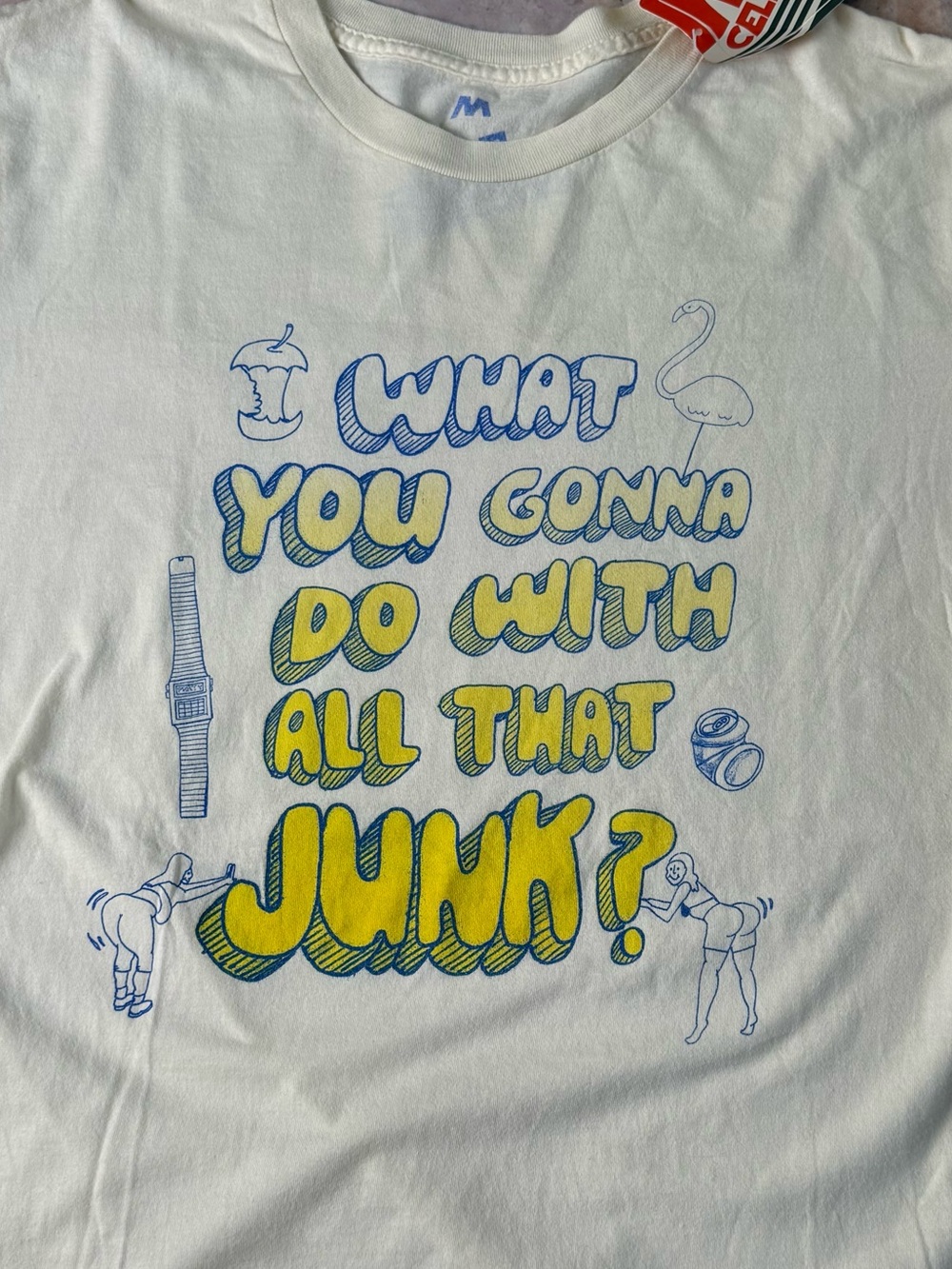 💵NWT Graphic Tee "What You Gonna Do With All That Junk?" - Size Medium